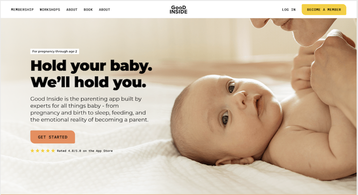 Good Inside landing page for pregnancy through age two