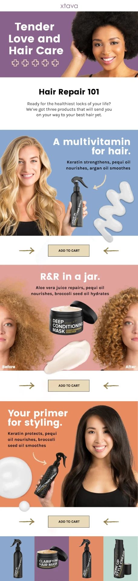 Xtava Hair Repair 101 marketing email