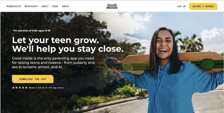 Good Inside landing page for parents of teens and tweens